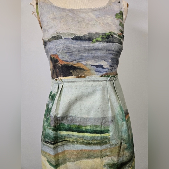 Odille Anthropologie Impressionist Print Sleeveless Cotton Dress. Size 0 - Picture 3 of 12